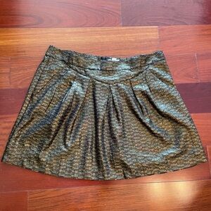 Gap gold and black metallic pleated mini skirt w/ pockets Size 16 NWT